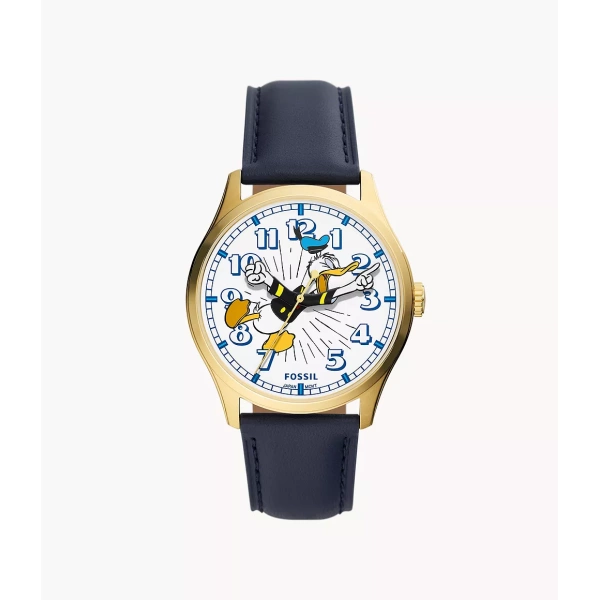 Uhr Disney x Fossil 3-Zeiger-Werk Special Edition Leder dunkelblau